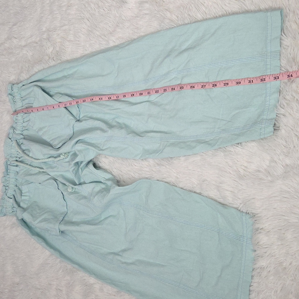 Free People  NWT Runyon Oversized Solid Harem Pants Paperbag Waist Cool Air Blue - Picture 7 of 11
